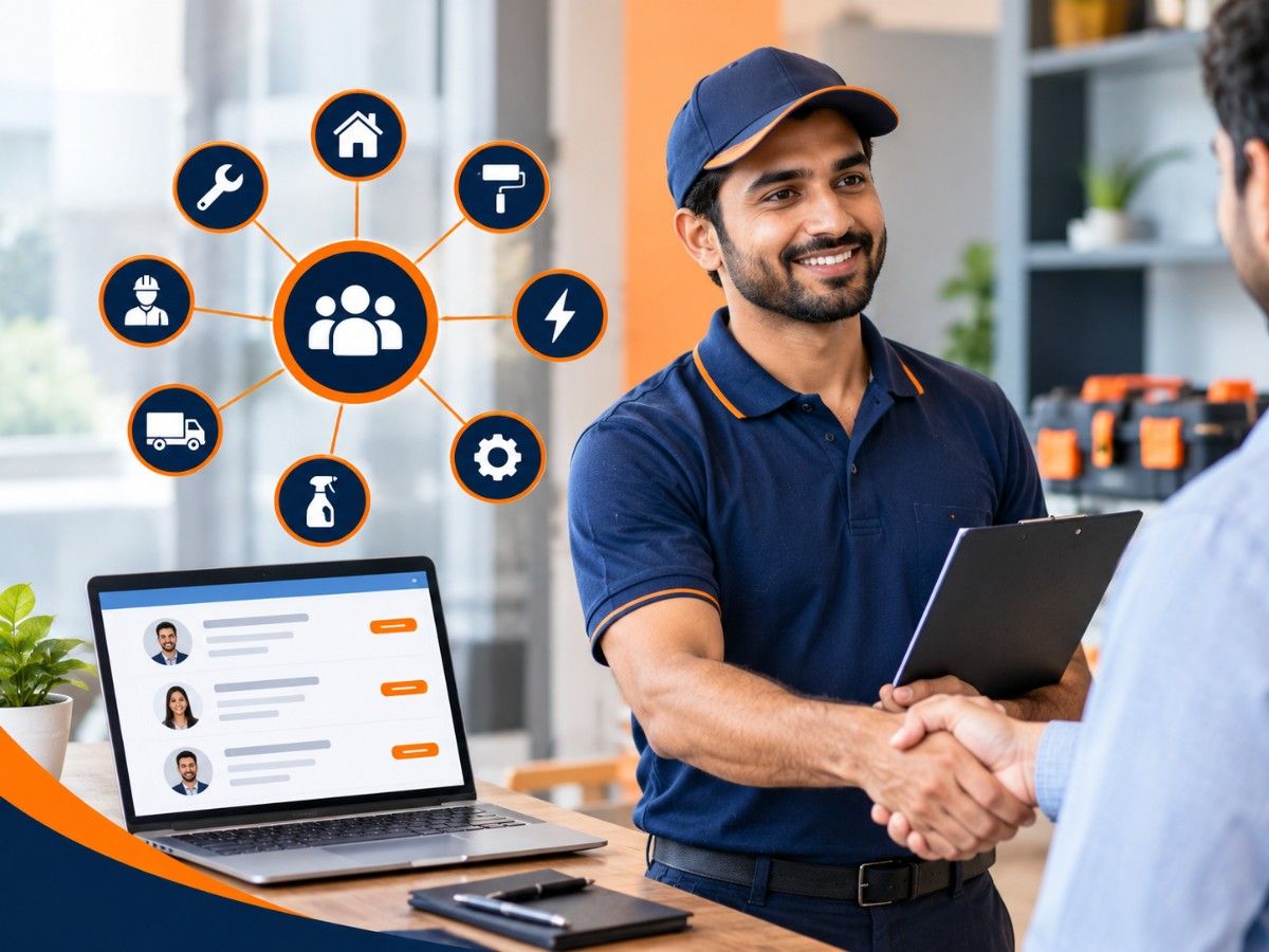Service professionals meeting a client to discuss a project